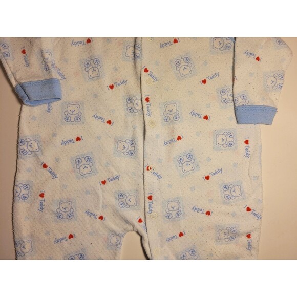 Royal Heir Baby Teddy Bear Sleeper White Large Blue Red Snaps Footies Pajama USA - Picture 5 of 16